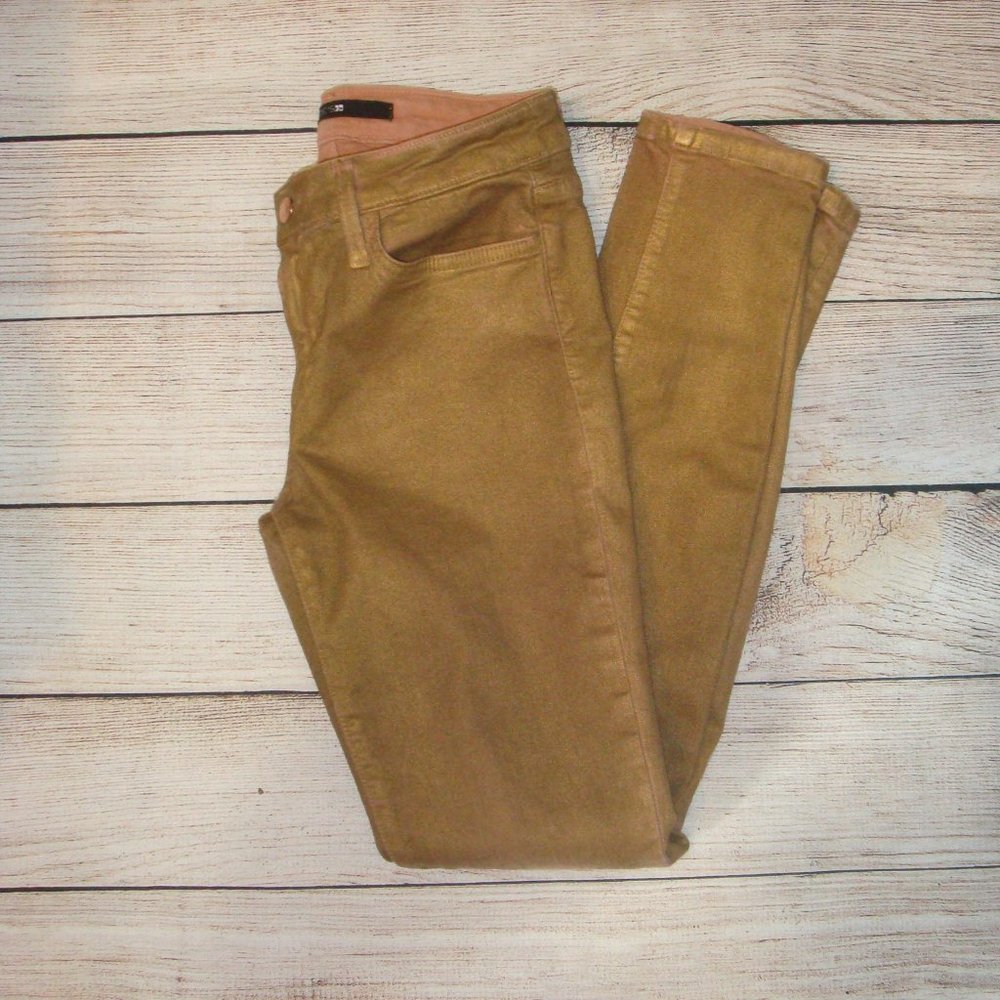 Joe's Jeans Gold Metallic Mid-Rise Skinny Jeans 27